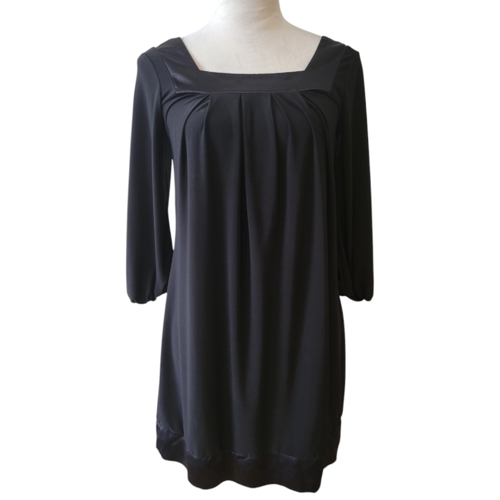 WHBM Black Satin Trim Tunic Dress Size XS